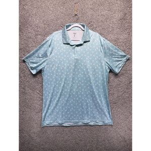 1764 Polo Shirt‎ Mens 2XL Blue Birds Sailboat Geometric Performance Stretch Golf